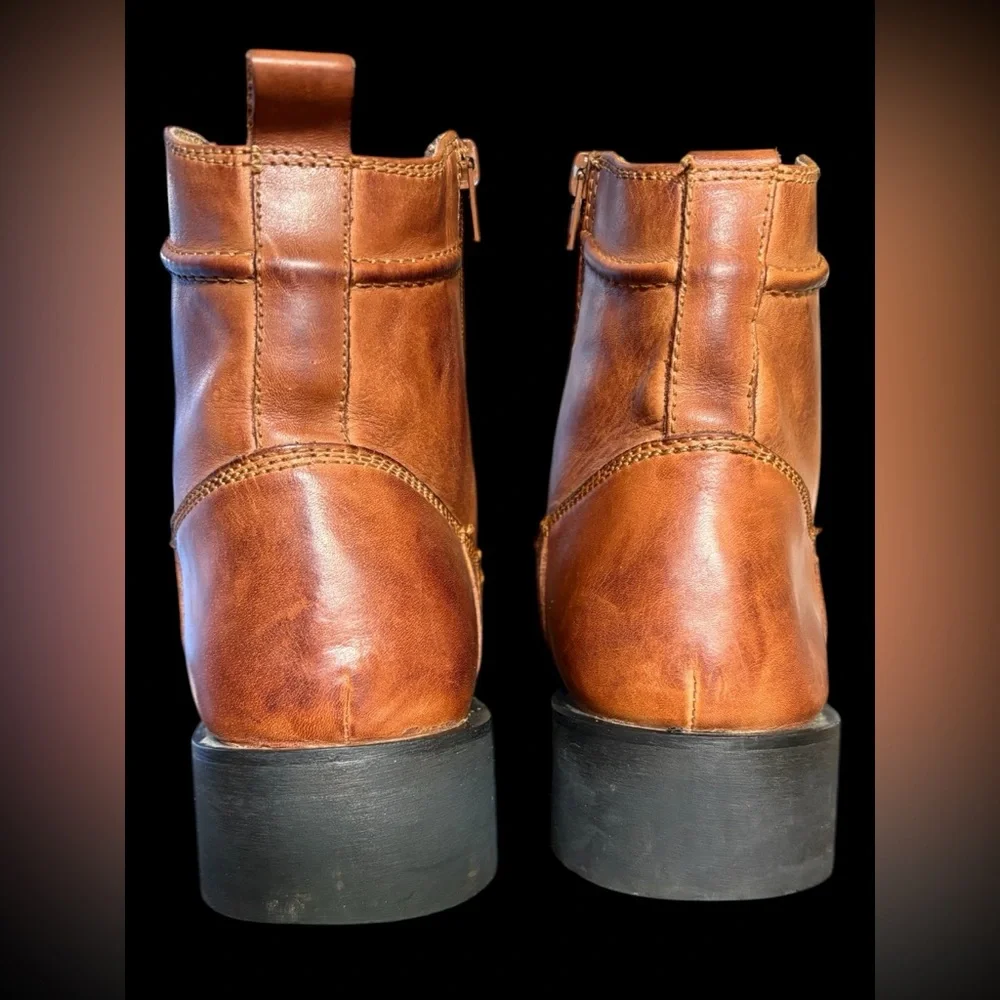 Bed Stu-Men’s 11 side zip boot. Cobbler Series distressed leather. Cognac EUC!